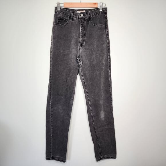 90's Guess High Rise Straight Jeans Washed Black Made in USA 31 - Picture 3 of 5
